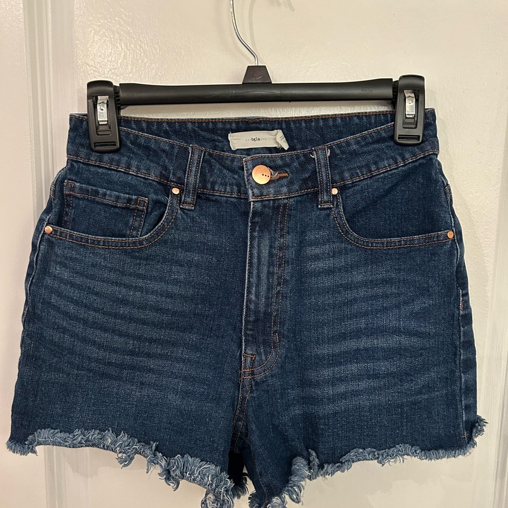 Dark Wash High Rise Denim Shorts